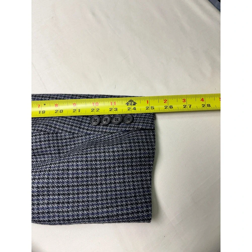 Lauren Ralph Lauren Mens 48R 100% Wool Houndstooth Sport Coat Blazer Blue Grey